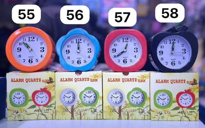 Analog Quartz Alarm Clocks: Colorful Playful Shape Desk Clocks Round Flower Square Apple Designs Silent Hands Backlight for Students Home Decor Ages 3+ Time Learning Fun Gift.