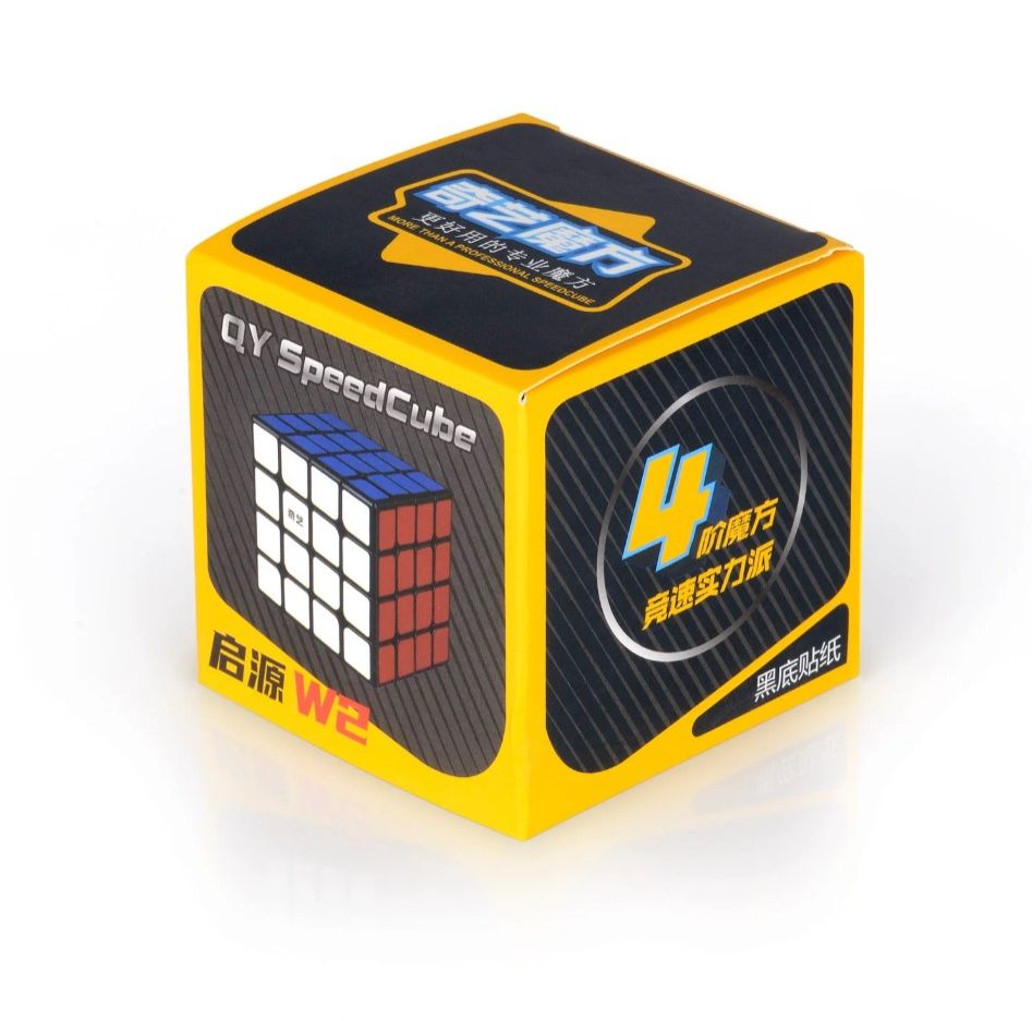 QiYi 4x4 Magic Speed Cube – Black Plastic Twist Puzzle with Color Stickers, Smooth Turning, Corner-Cutting, Durable ABS for Speedcubing