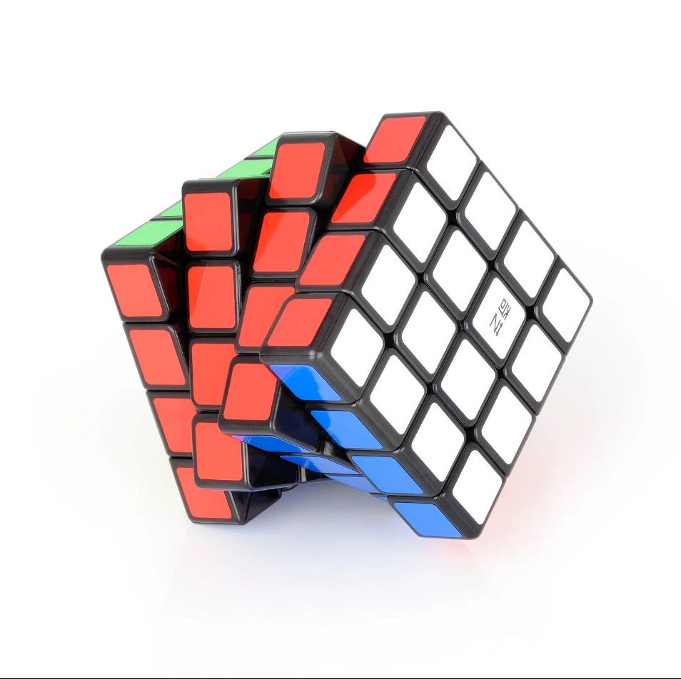 QiYi 4x4 Magic Speed Cube – Black Plastic Twist Puzzle with Color Stickers, Smooth Turning, Corner-Cutting, Durable ABS for Speedcubing
