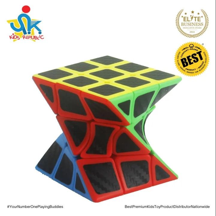 JieHui Ghost/Windmill Twist Puzzle Cube – Shape-Mod Stickered Brain Teaser with Carbon Fiber Design, Storage Box, Educational Toy for Kids 6+