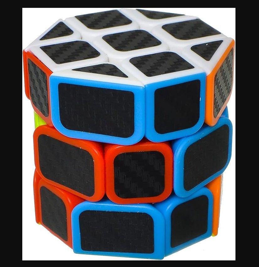 Jiehui Cube Octagonal/Cylindrical Twist Puzzle – Stickerless Brain Teaser for Kids, Logical Thinking & Problem-Solving, High-Quality Plastic with Carbon Fiber Texture