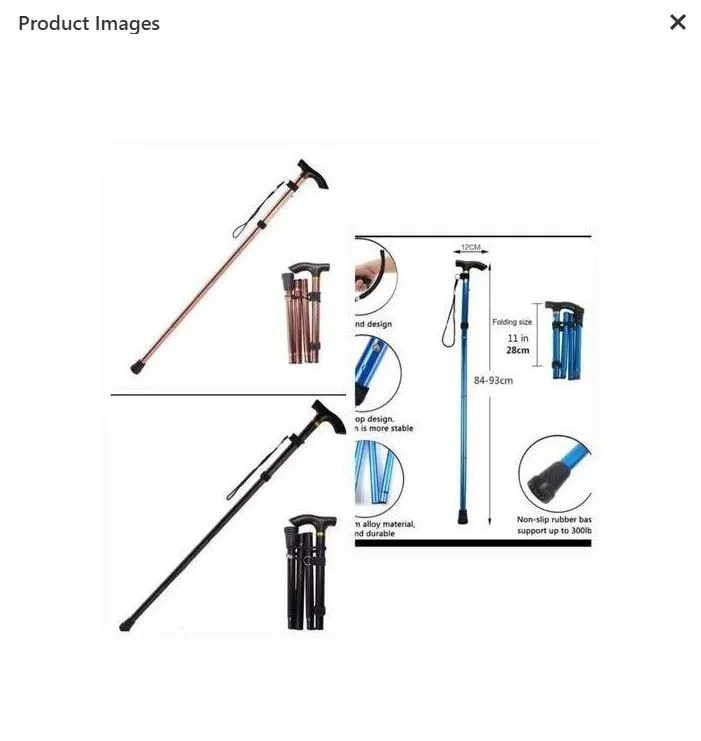 Foldable Walking Stick Cane – Adjustable Aluminum Mobility Cane with Comfortable Grip & Rubber Tip, Lightweight Portable 4-Section Design for Seniors & Adults