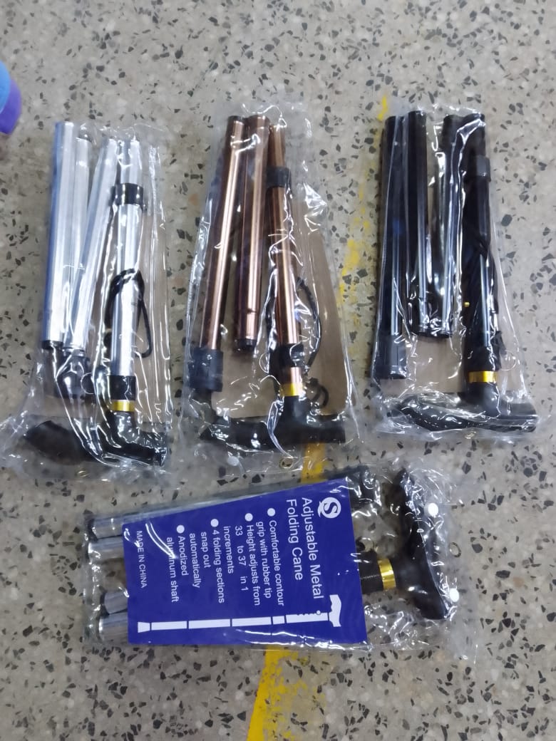 Foldable Walking Stick Cane – Adjustable Aluminum Mobility Cane with Comfortable Grip & Rubber Tip, Lightweight Portable 4-Section Design for Seniors & Adults