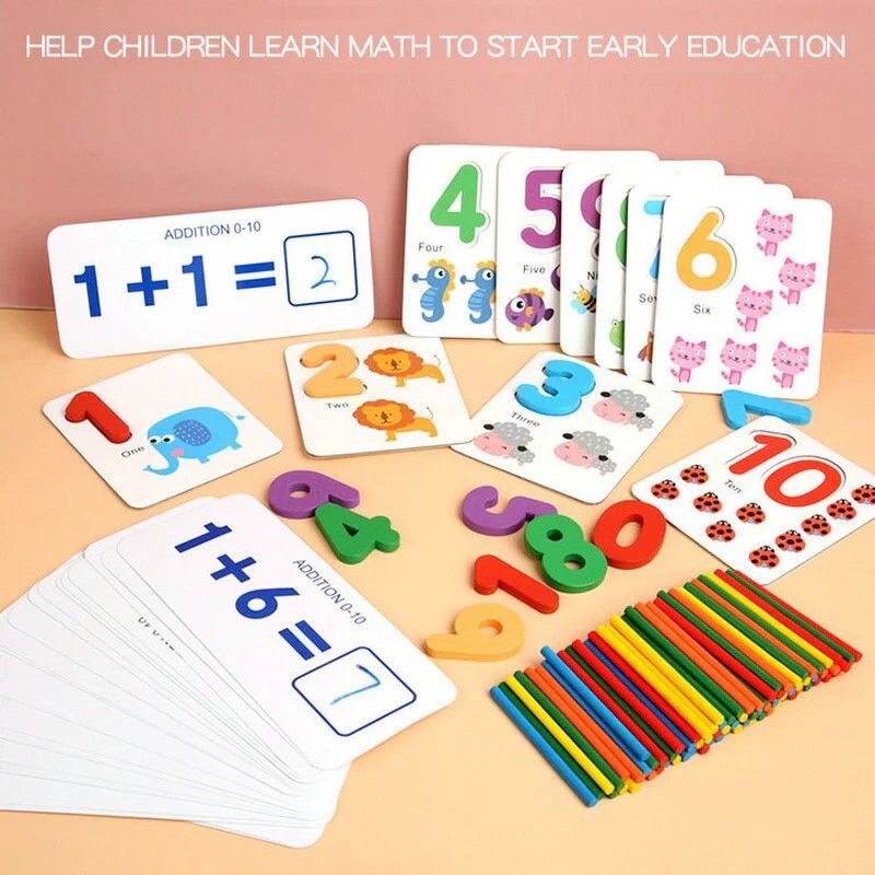 3-in-1 I Love Mathematics Learning Set for Kids – Numbers, Spelling & Addition Educational Toy, Treehole Enlightenment Teaching Aids Early Learning Kit for Toddlers