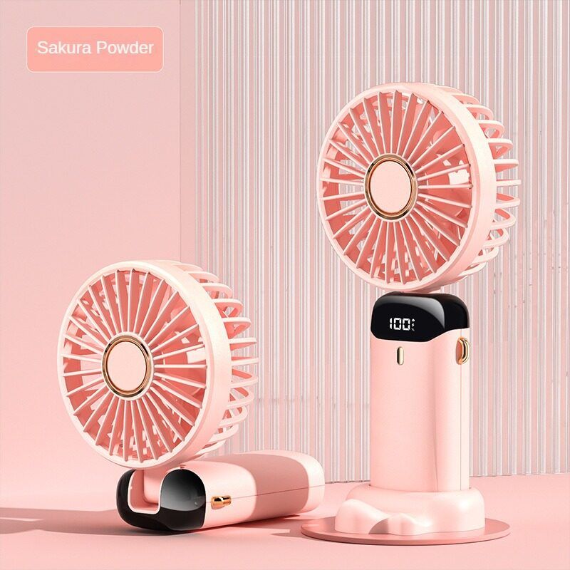 New usb handheld fan Mini portable folding small fan Digital display office student small electric fan gift