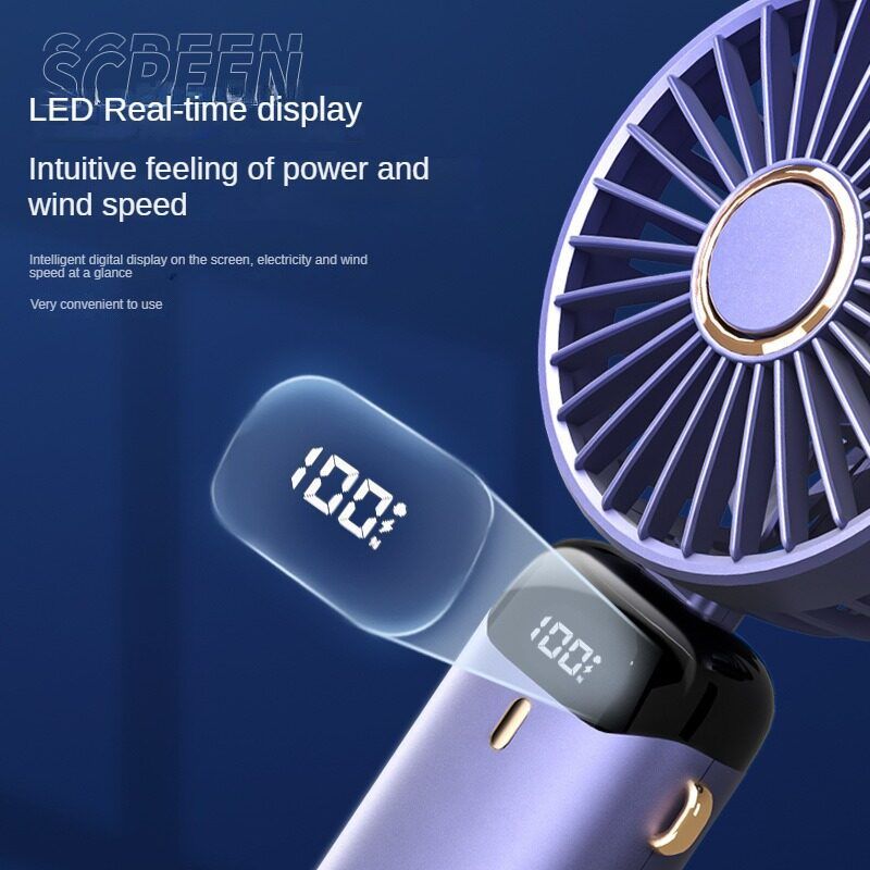 New usb handheld fan Mini portable folding small fan Digital display office student small electric fan gift