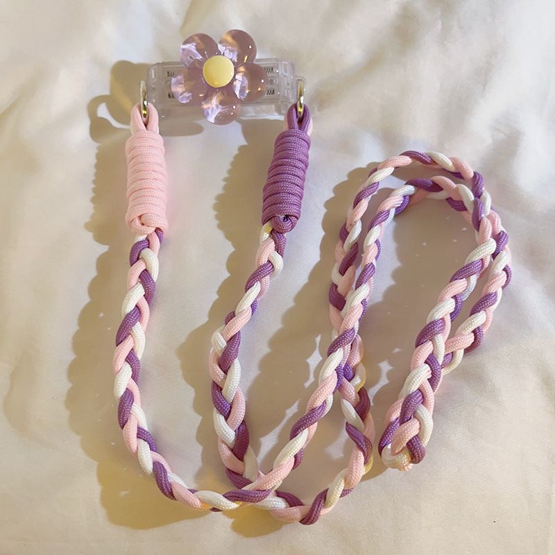 Instagram Japan and South Korea niche beaded crystal flower back clip chain long hand rope universal mobile phone diagonal neck chain