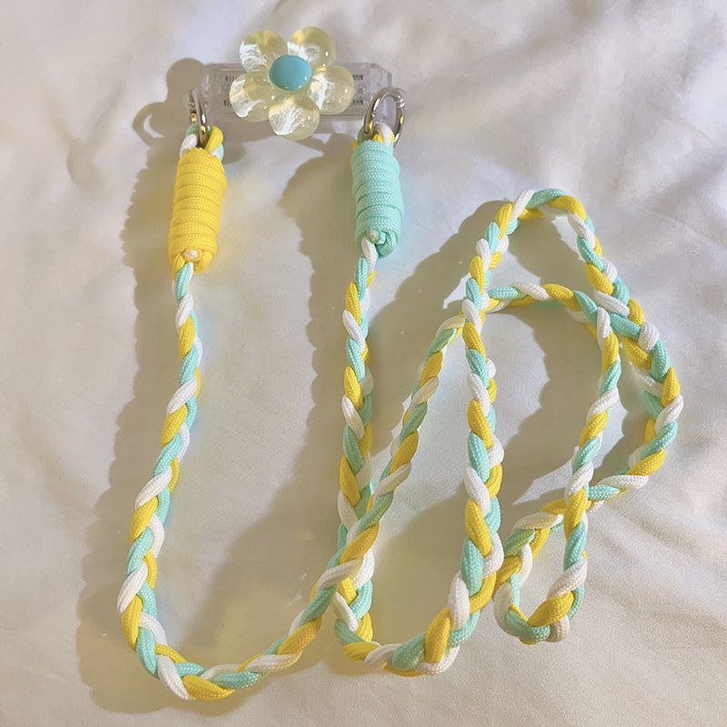 Instagram Japan and South Korea niche beaded crystal flower back clip chain long hand rope universal mobile phone diagonal neck chain