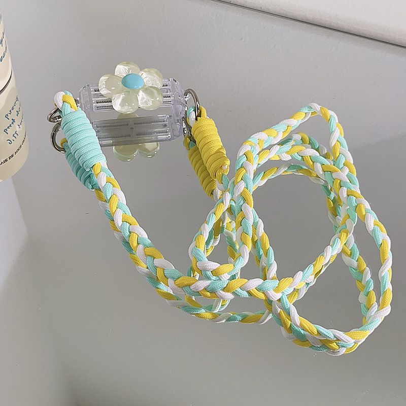 Instagram Japan and South Korea niche beaded crystal flower back clip chain long hand rope universal mobile phone diagonal neck chain