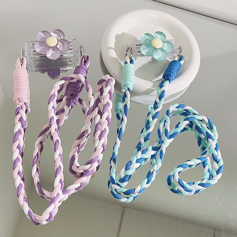 Instagram Japan and South Korea niche beaded crystal flower back clip chain long hand rope universal mobile phone diagonal neck chain