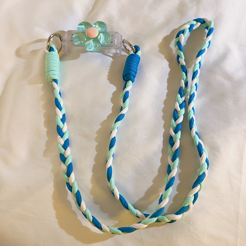Instagram Japan and South Korea niche beaded crystal flower back clip chain long hand rope universal mobile phone diagonal neck chain