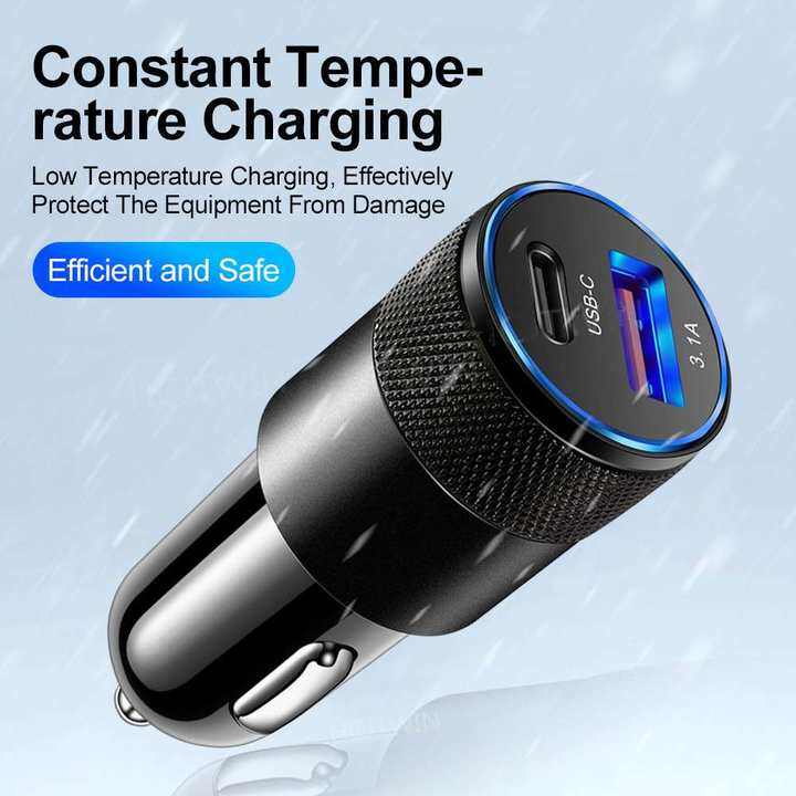 Car charger Invisible fast charging car cigarette lighter converter Car charger plug car charger double port USB+type-c