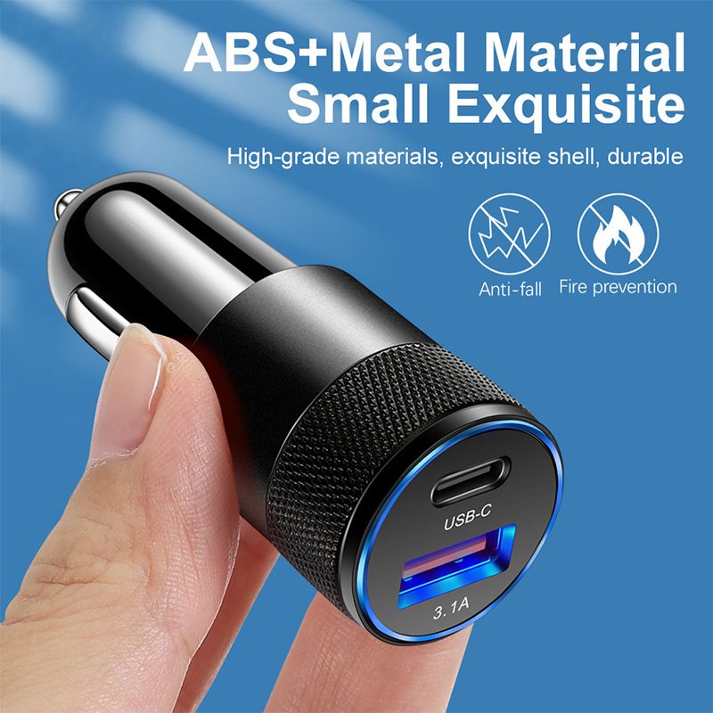 Car charger Invisible fast charging car cigarette lighter converter Car charger plug car charger double port USB+type-c