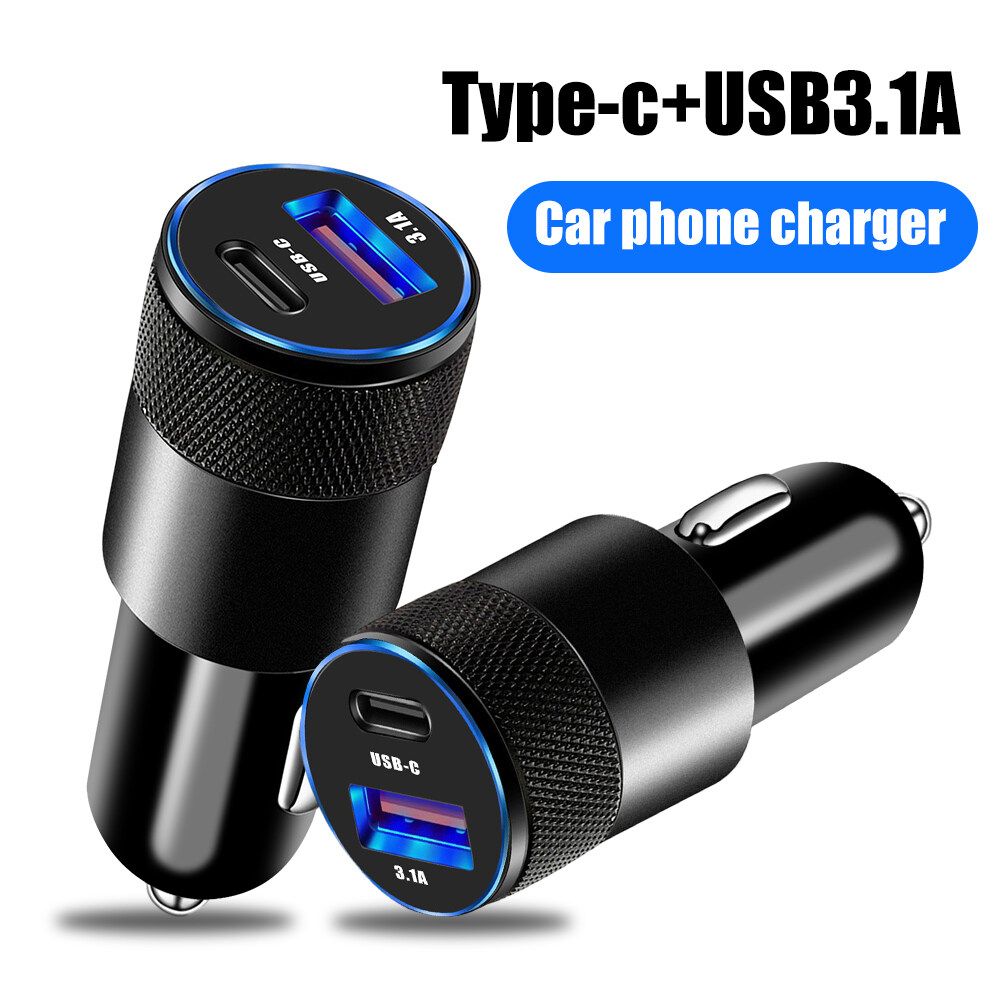 Car charger Invisible fast charging car cigarette lighter converter Car charger plug car charger double port USB+type-c