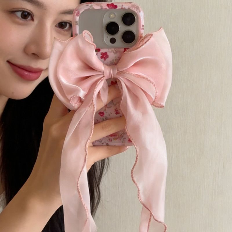 Pink series girl heart three-dimensional bowknot iPhone 17 Pro/16/15/14 phone case 13 cute 12 creative 11