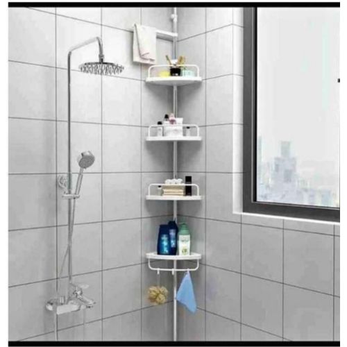 4 Tier Bathroom Adjustable Telescopic Multi-Corner Shelf Organiser with adjustable height