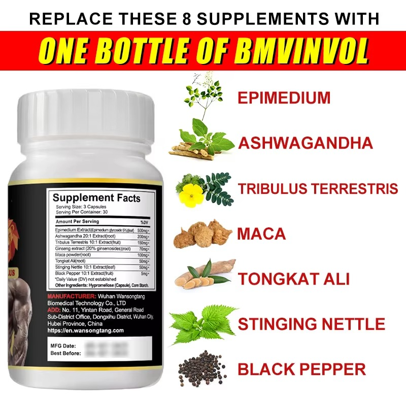 Male Fertility Capsule Supplements Herbal Booster Men's Health Vitality Black Maca Men Power Energy Pills for Men