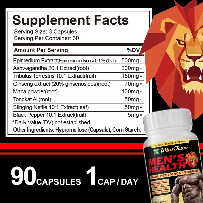 Male Fertility Capsule Supplements Herbal Booster Men's Health Vitality Black Maca Men Power Energy Pills for Men