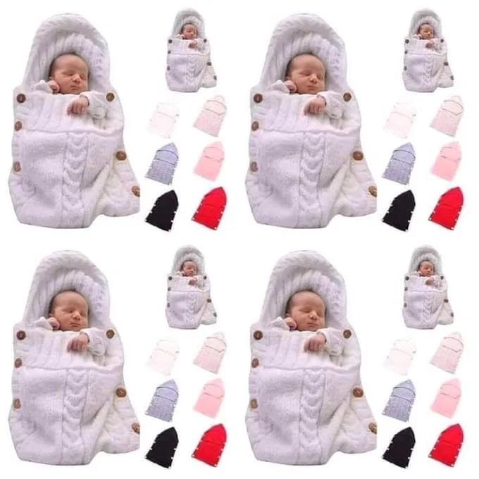 Baby Sleeping Bag Envelope Winter Kids Sleepsack Footmuff For Stroller Knitted Sleep Sack Newborn Swaddle Knit Wool Slaapzak