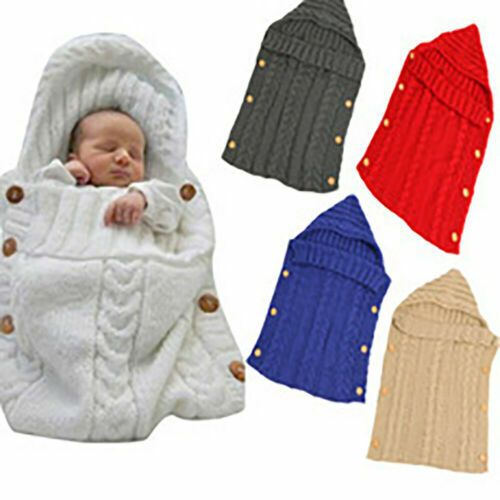 Baby Sleeping Bag Envelope Winter Kids Sleepsack Footmuff For Stroller Knitted Sleep Sack Newborn Swaddle Knit Wool Slaapzak