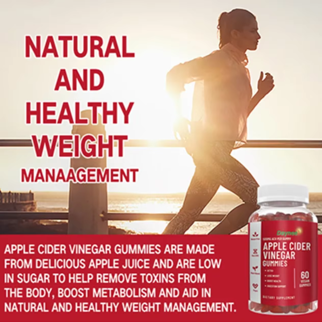 Daynee Apple Cider Vinegar Gummies For Detox, Weight Loss, Cholesterol & Energy