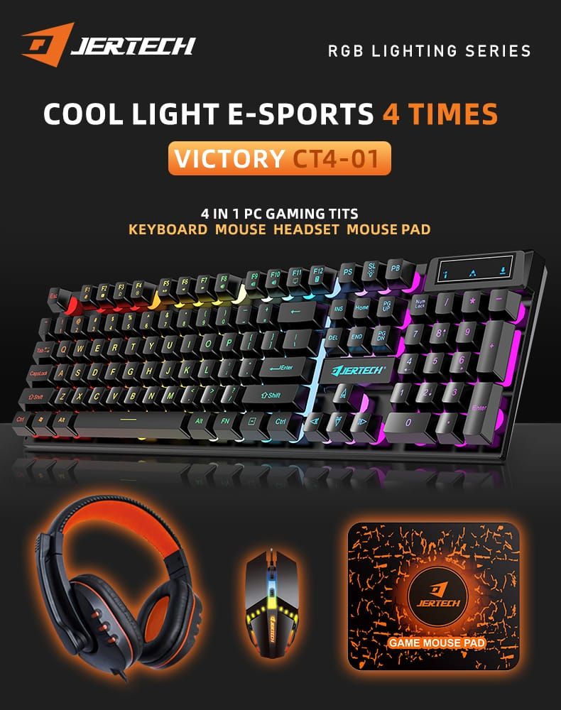 4 in 1 pc gaming keyboard mouse gaming headset set rgb led backlit with miuse pad, headphones, keyboard, for gamers