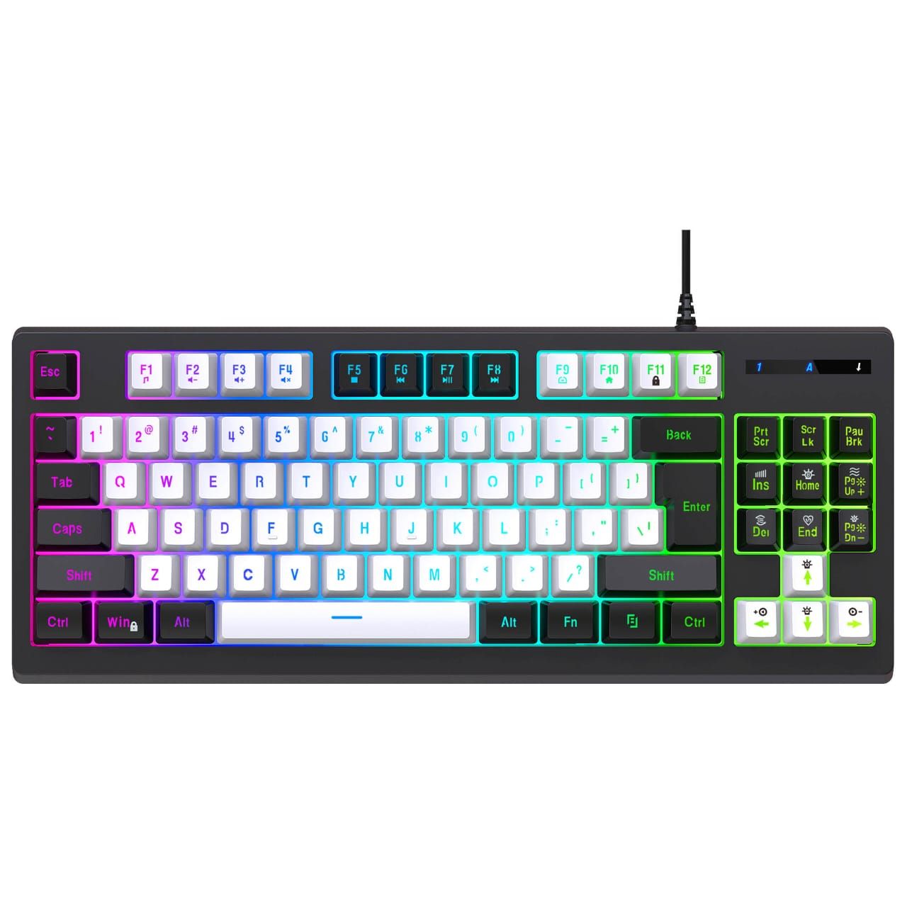 wired gaming keyboard mechanical feel esports RGB light up keyboard 87 keys computer office gaming keyboard usb backlit keyboard