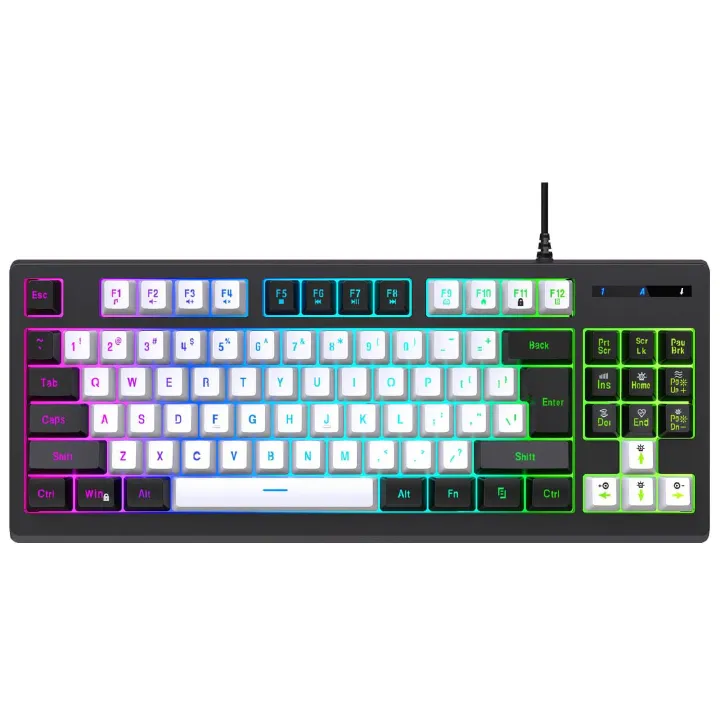 wired gaming keyboard mechanical feel esports RGB light up keyboard 87 keys computer office gaming keyboard usb backlit keyboard