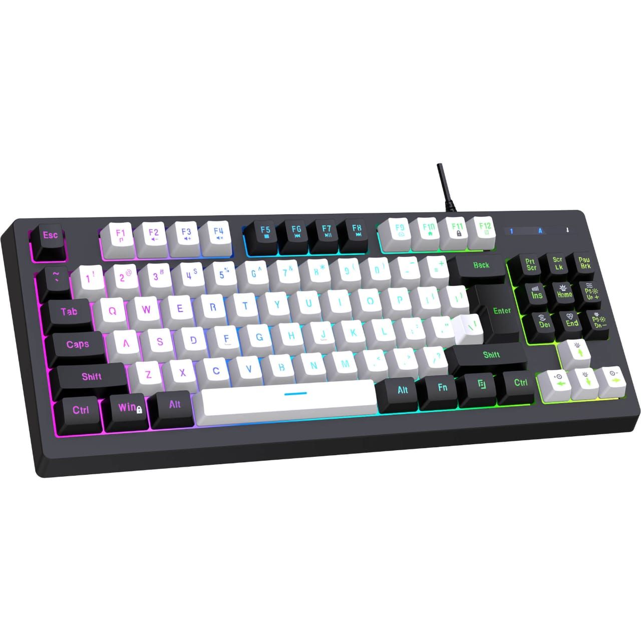 wired gaming keyboard mechanical feel esports RGB light up keyboard 87 keys computer office gaming keyboard usb backlit keyboard