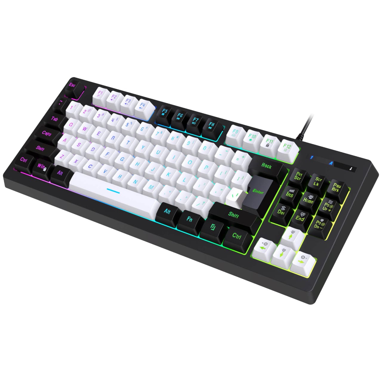 wired gaming keyboard mechanical feel esports RGB light up keyboard 87 keys computer office gaming keyboard usb backlit keyboard