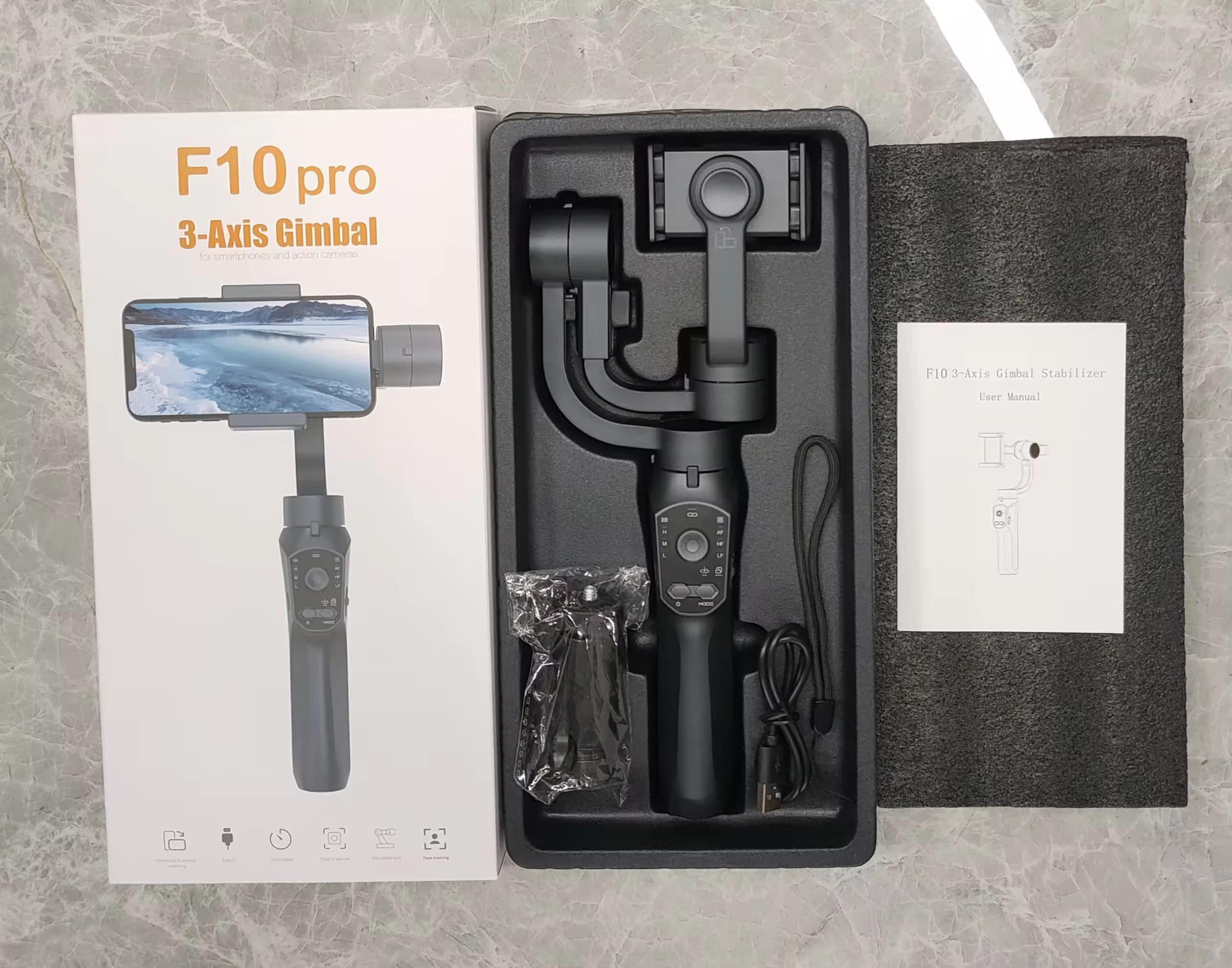 multi function 3 axis handheld gimbal stabilizer f10 pro outdoor sport gimbal stabilizer tripod tracking for camera handheld 3 axis gimbal for phone photography