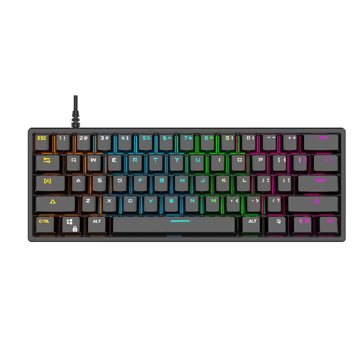 Mechanical keyboard compact LED backlit wired gaming mechanical keyboard for gamer rgb lights mechanical mini gaming keyboard
