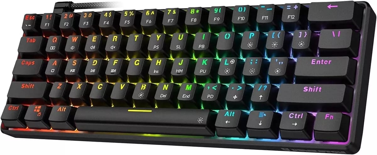 Mechanical keyboard compact LED backlit wired gaming mechanical keyboard for gamer rgb lights mechanical mini gaming keyboard