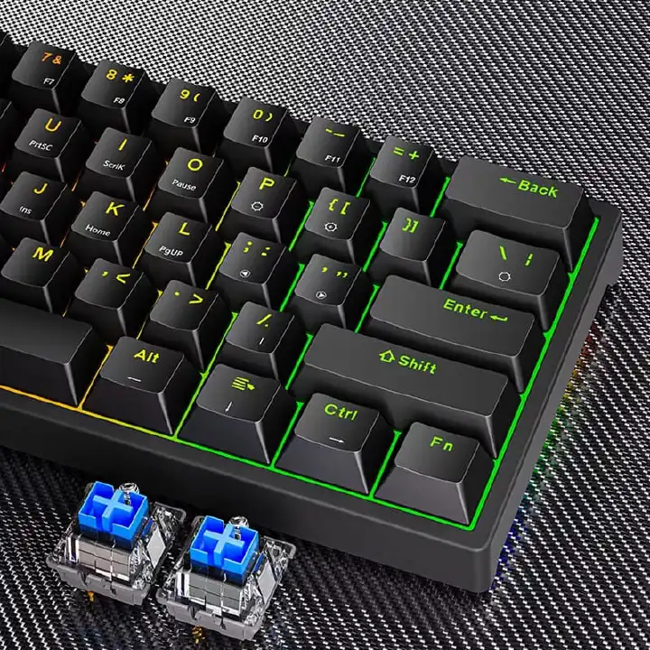 Mechanical keyboard compact LED backlit wired gaming mechanical keyboard for gamer rgb lights mechanical mini gaming keyboard