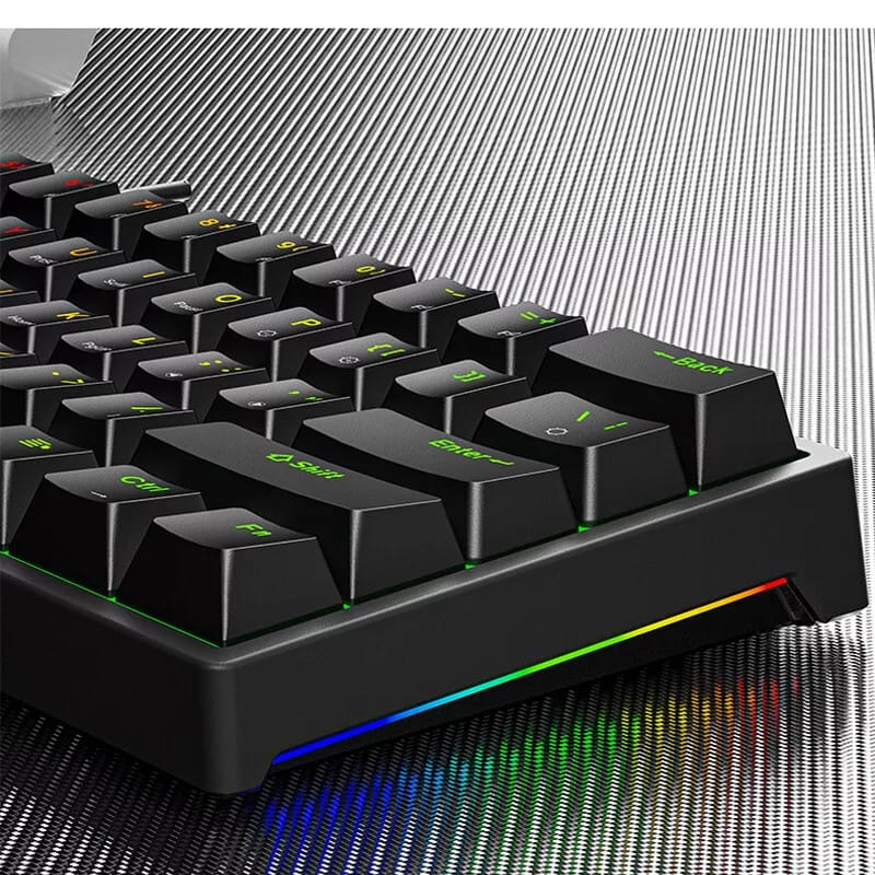 Mechanical keyboard compact LED backlit wired gaming mechanical keyboard for gamer rgb lights mechanical mini gaming keyboard