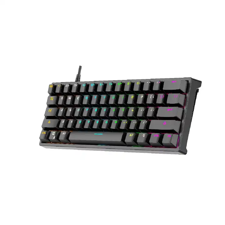 blue switch gaming keyboard 60 percent rgb gamer compact 61 keys black usb wired gaming mechanical keyboard