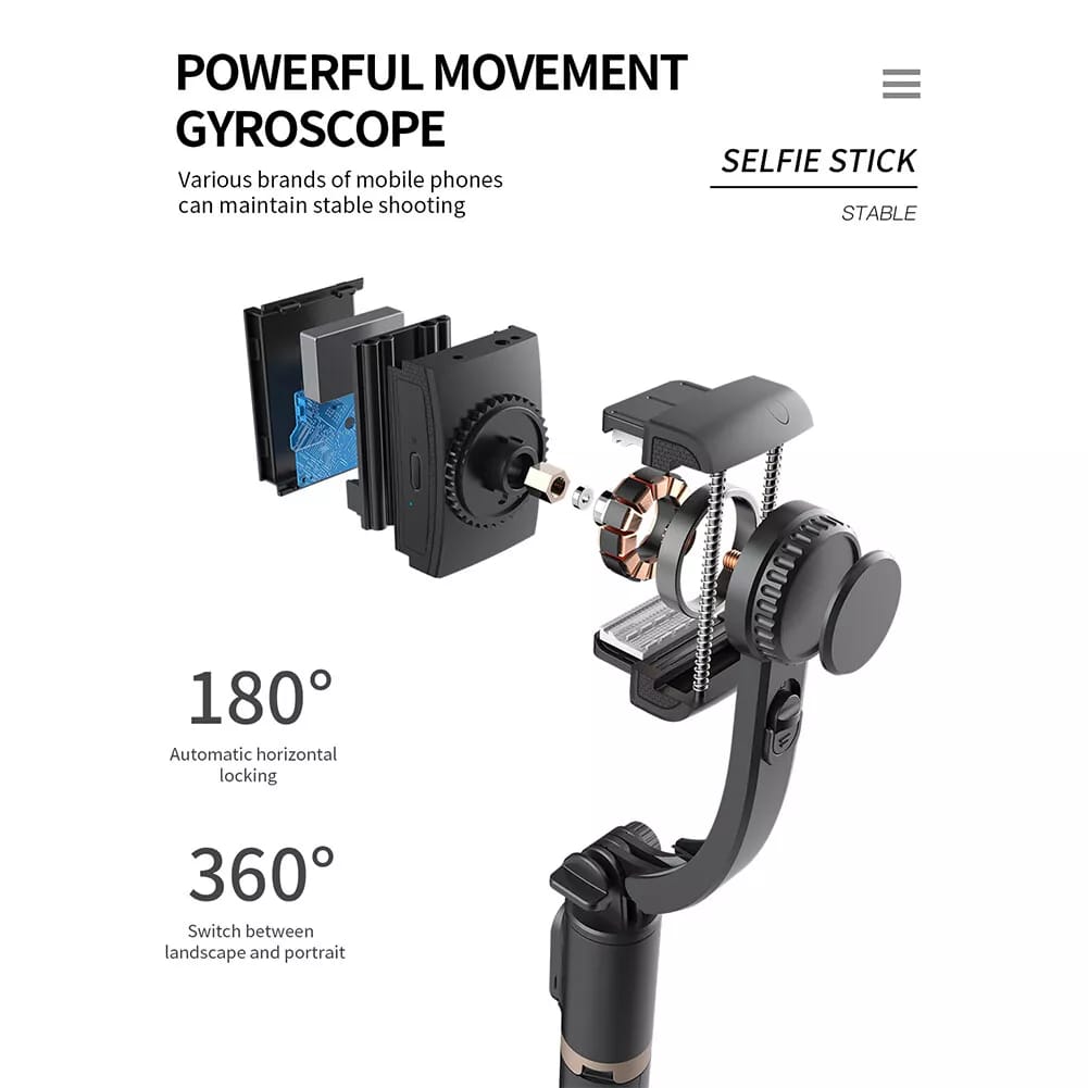 portable q08 gimbal single axis stabilizer folding antishake gimbal tripod for smartphone selfie extendable features for camera use