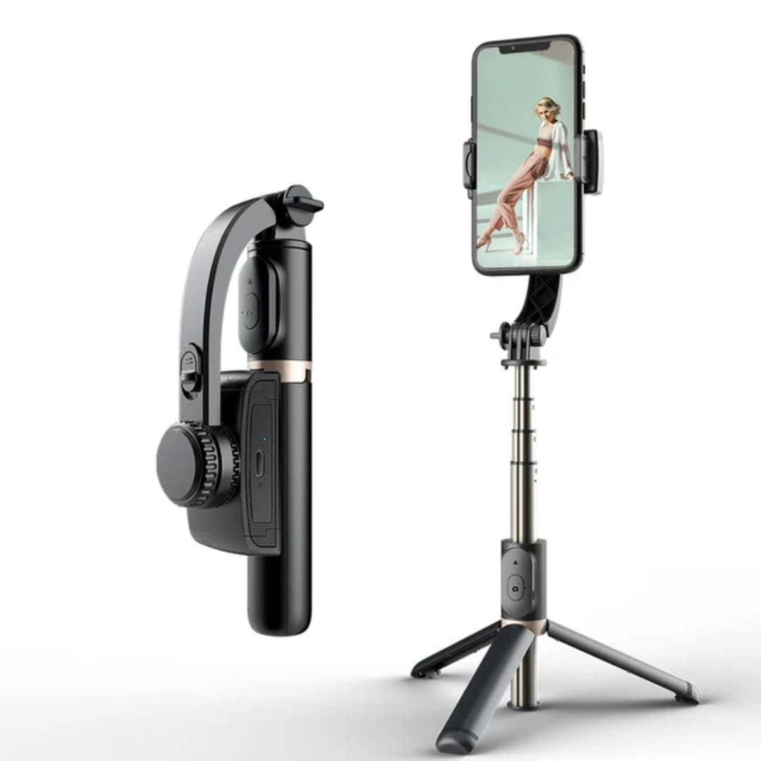 portable q08 gimbal single axis stabilizer folding antishake gimbal tripod for smartphone selfie extendable features for camera use