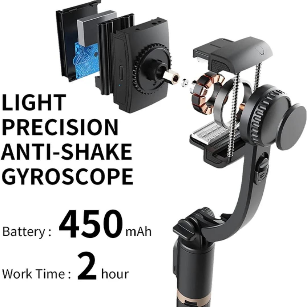 portable q08 gimbal single axis stabilizer folding antishake gimbal tripod for smartphone selfie extendable features for camera use