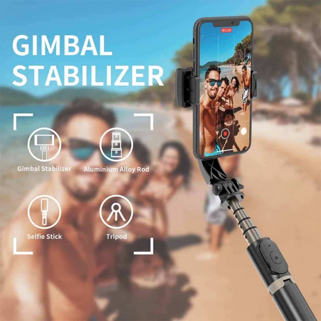 portable q08 gimbal single axis stabilizer folding antishake gimbal tripod for smartphone selfie extendable features for camera use