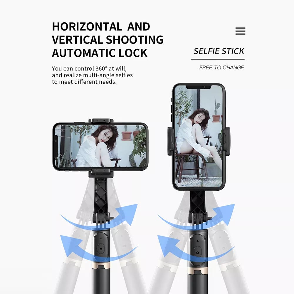 portable q08 gimbal single axis stabilizer folding antishake gimbal tripod for smartphone selfie extendable features for camera use