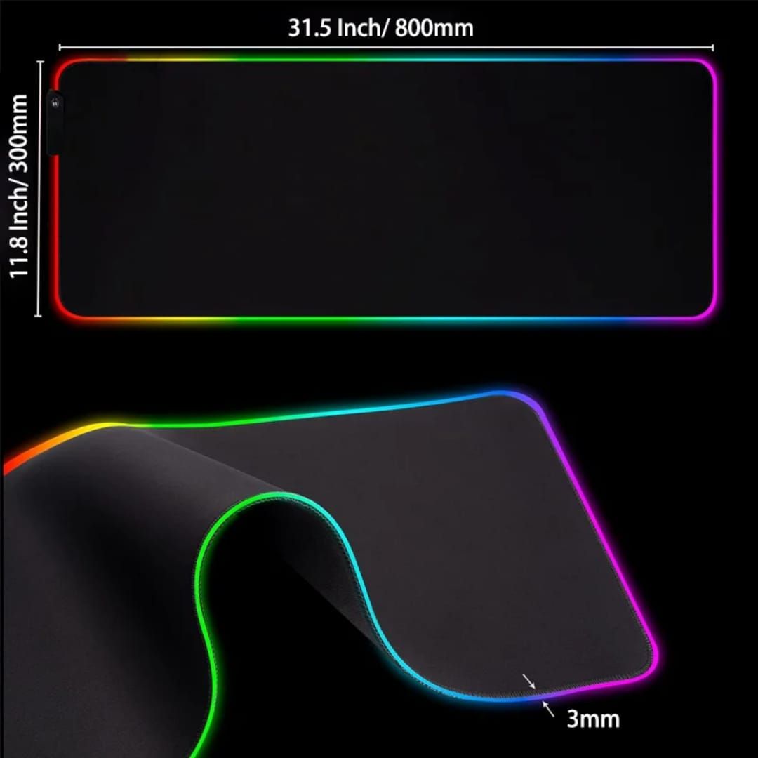 RGB light Mouse pad colorful desk mat waterproof gamer gaming mouse pad gaming mat 800mm long, extra large extendable LED mousepad computer and pc gamers rgb  design non slip pad, laptop keyboard mat
