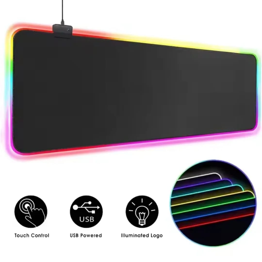 RGB light Mouse pad colorful desk mat waterproof gamer gaming mouse pad gaming mat 800mm long, extra large extendable LED mousepad computer and pc gamers rgb  design non slip pad, laptop keyboard mat