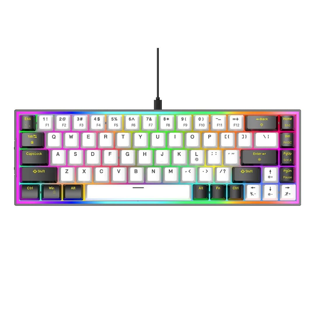 Type c detachable USB wired Hot swappable computer, red switch gaming keyboard 60% mechanical keyboard black and white keycaps