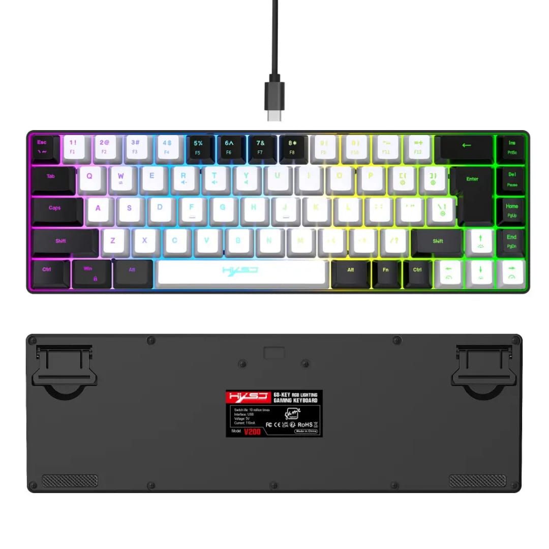 Type c detachable USB wired Hot swappable computer, red switch gaming keyboard 60% mechanical keyboard black and white keycaps