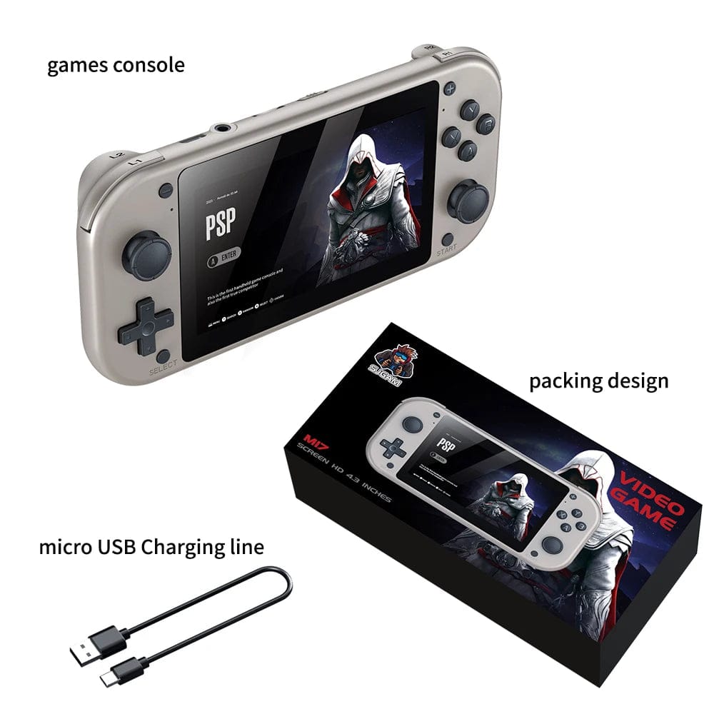 m17 retro handheld gaming console emulator with psp games nintendo switch games pes and gta, handheld gaming console