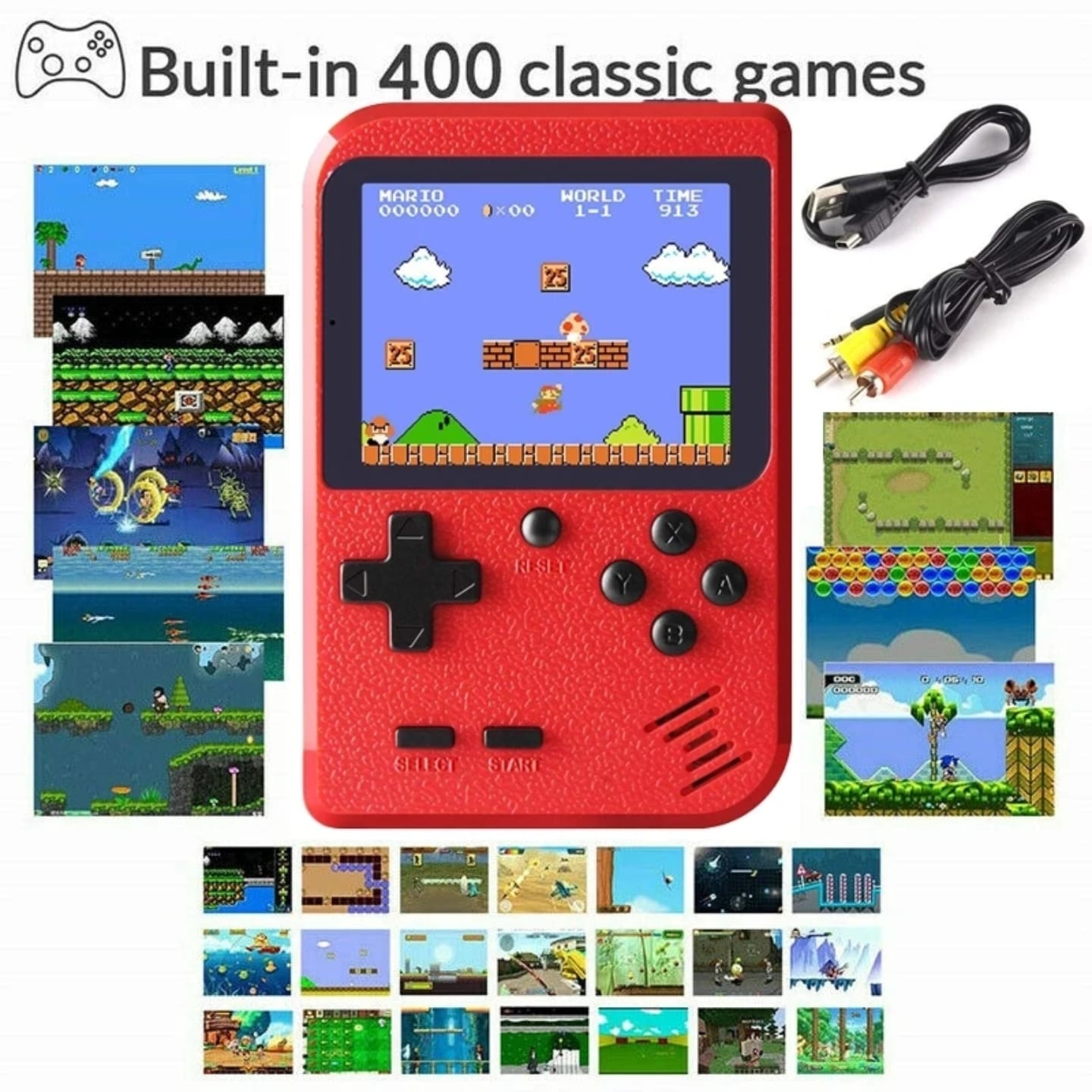 hot sale super retro portable handheld gaming console for kids with super mario games, over 500 games, kds video game player