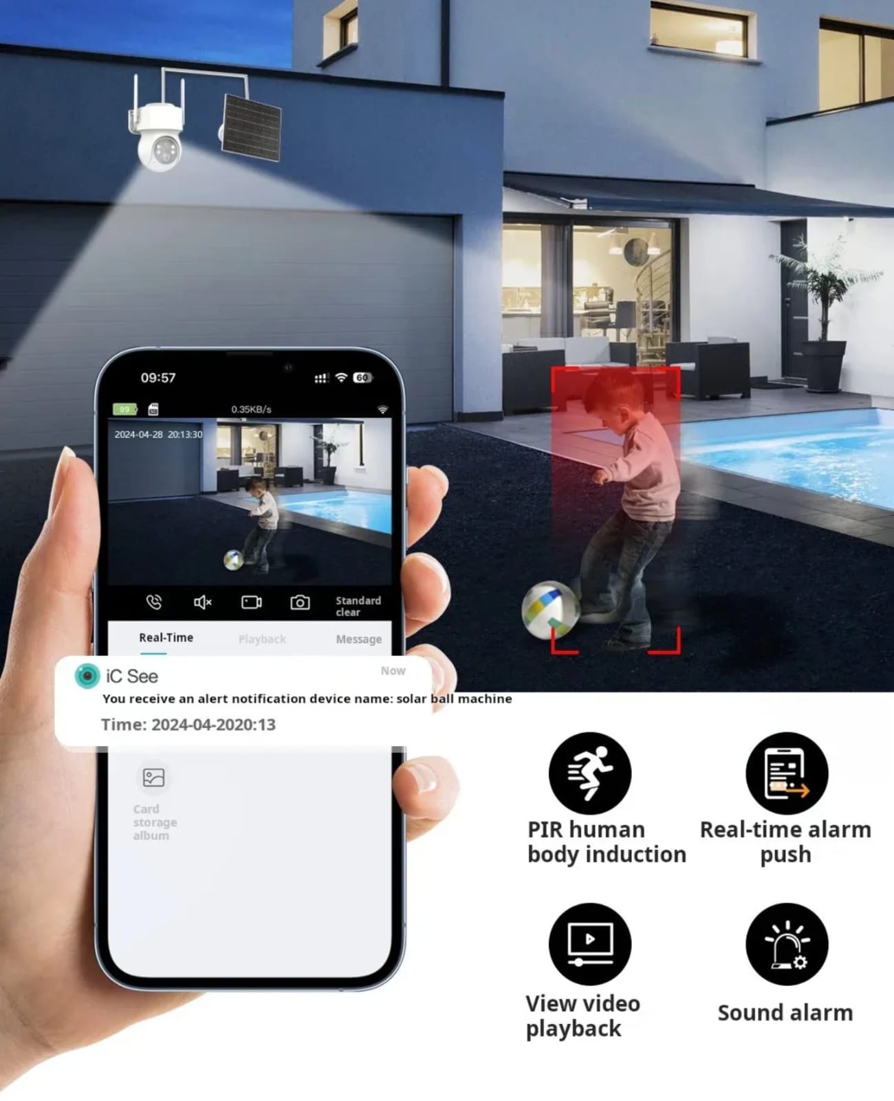 solar camera outdoor wireless solar CCTV camera WIFI outdoor camera waterproof phone app control with solar AI smart camera HD resolution night vision CCTV solar camera high HD