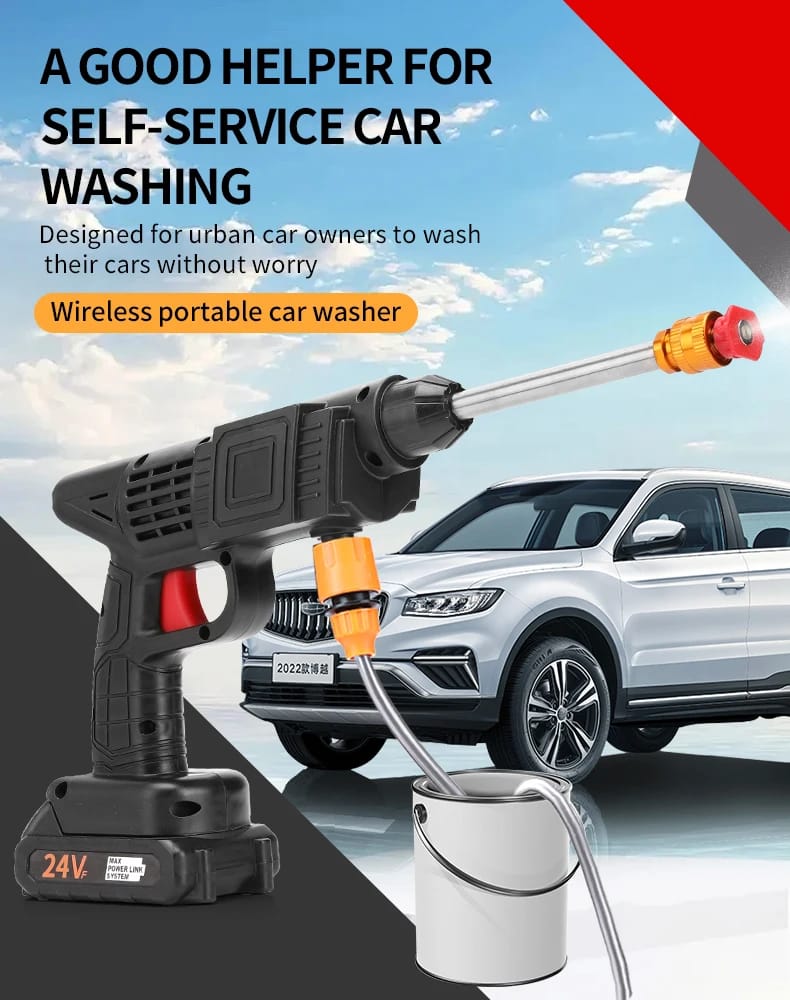 high pressure car washer gun handheld car washer gun, electric cordless battery car wash machine 48v 2 battries high quality portable electric washer gun for cars and home use