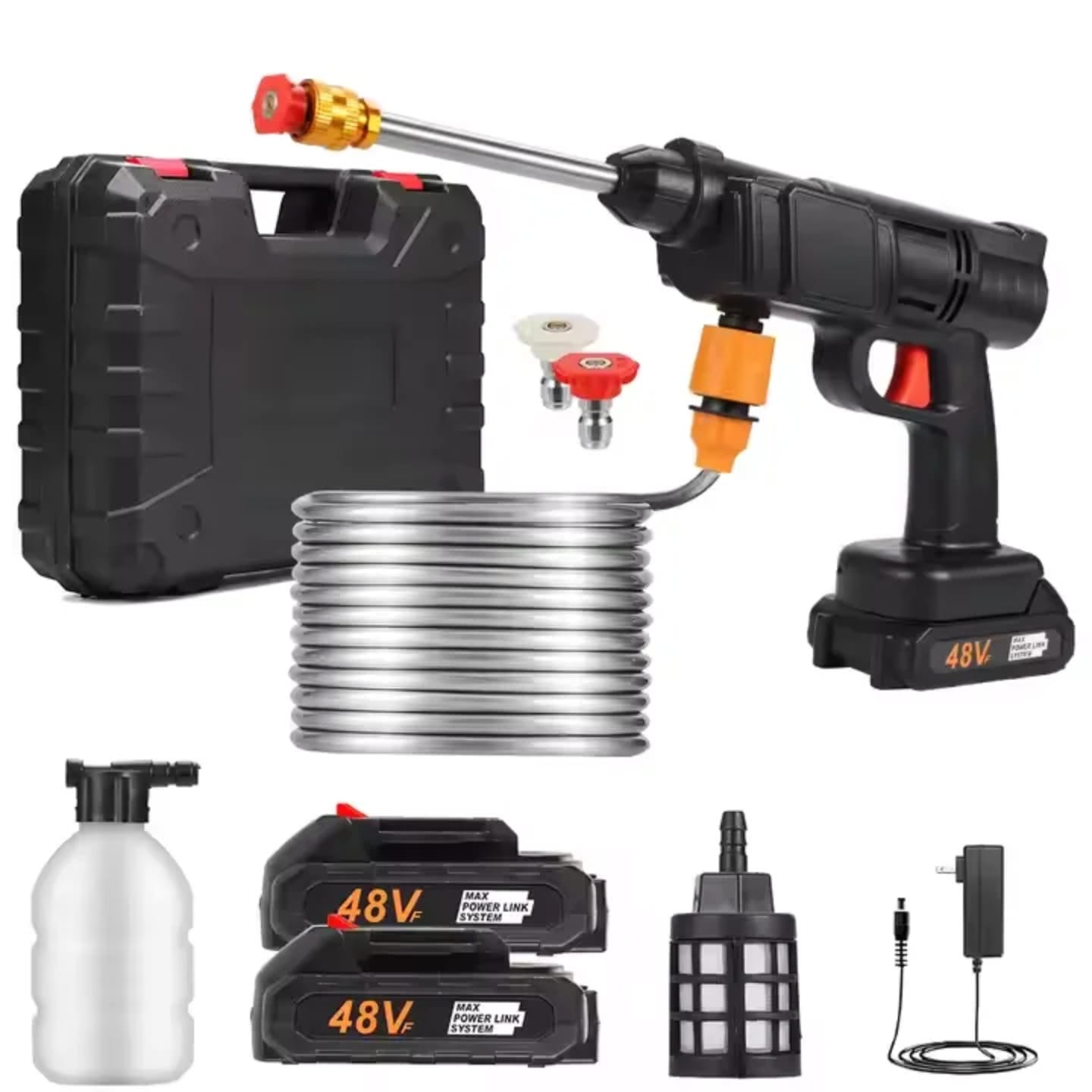 high pressure car washer gun handheld car washer gun, electric cordless battery car wash machine 48v 2 battries high quality portable electric washer gun for cars and home use